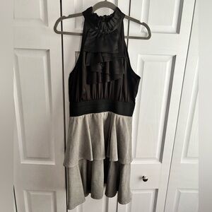 Arden B Black/Grey Ruffled Dress - Size M